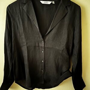 &other stories snake skin button up in black size 36